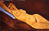 Amedeo Modigliani Reclining Nude with Blue Cushion